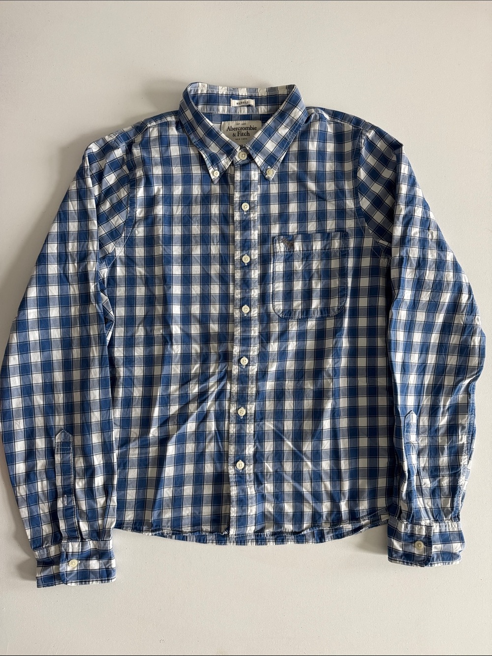 Abercrombie & Fitch Blue and White Checked Button-Down Shirt